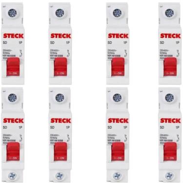 Imagem de Kit 8 Disjuntor Monopolar Automático 10a Curva C Sdd61c10 Steck