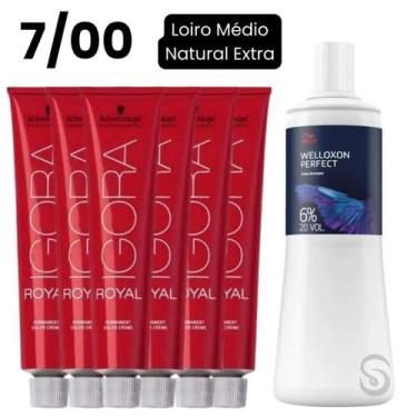 Imagem de Kit 6x igora 7/00 e 1x wella ox 9% 20 vol. 1l (7 itens) - Schwarzkopf