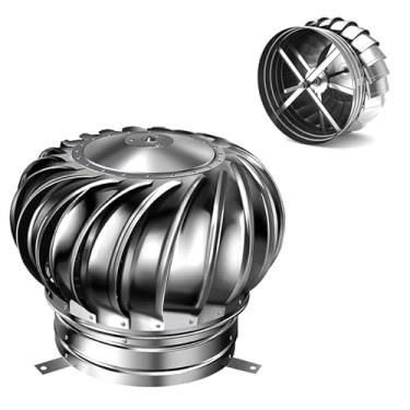 Imagem de HDNSYNE Turbinas redondas Ventilador Tampa de telhado Ventilação Chaminé Rotativa Tampa de Escape Exaustor Exaustor de Aço Inoxidável Extrator Externo Tampa de Ventilação