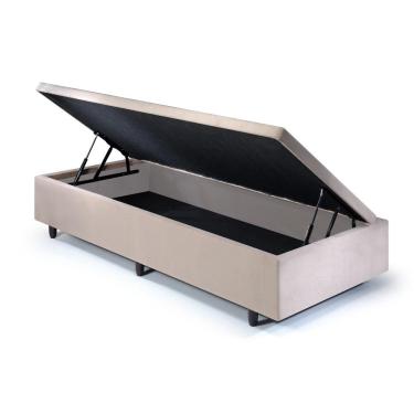 Imagem de Base Box Baú Solteirão 96x203x42cm Suede Bege