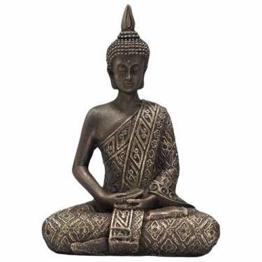 Imagem de Buda Hindu Tailandês Deus Riqueza Prosperidade Resina 20 cm (Ouro Velho)