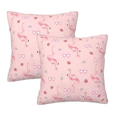 Imagem de Jbofyee Capa de almofada de flamingos rosa 40,6 x 40,6 cm, almofadas macias para sala de estar, quarto, sofá, sofá, conjunto de 2
