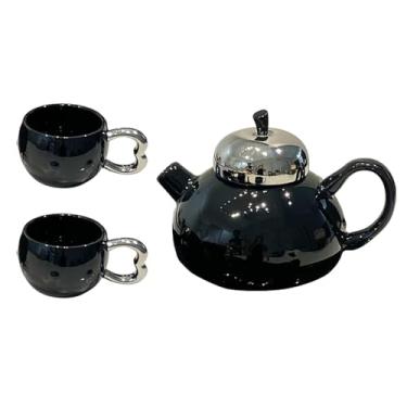 Imagem de Conjunto de água criativo minimalista de cerâmica, hospitalidade personalizada para casa - preto (1 pote 2 xícaras)