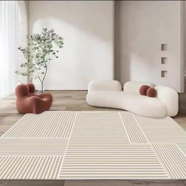 Imagem de Tapete para sala de estar, mesa de centro luxuosa, tapete preto e branco, moderno e minimalista, cobertor de cabeceira para quarto (120 x 200 cm (3,9 x 6,6 pés/X-SJR 9)