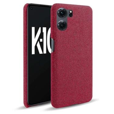 Imagem de Capa para OPPO K10 5G,Capa desenhada em lona,Case Protetora Ultrafina com Empunhadura Macia,Design em Tecido Antichoque e Antiarranhões-Red