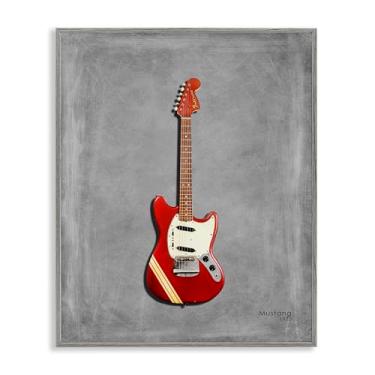 Imagem de Stupell Industries Guitarra vermelha em arte giclée cinza emoldurada, design por Mark Rogan, 16 x 20