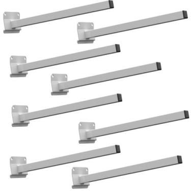 Imagem de Kit 08 Suportes Inclinação Haste De Refletor Led Parede Fachada Banner