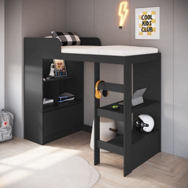 Imagem de Cama Infantil Alta Multifuncional com Estante e Escrivaninha Amsterdam Art in Móveis