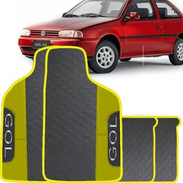 Imagem de Lindo jogo tapete 4 peças carro automotivo  na cor amarelo volkswagen 