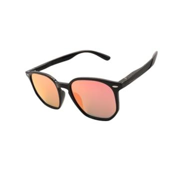 Imagem de Óculos de Sol Hexagonal Acetato Itaniano Flexivel Premium Retro Lentes UV400 Feminino Masculino - Cacife Brand (Vermelho Espelhado)