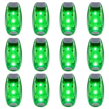 Imagem de Pacote com 12 luzes de segurança de LED, luz de segurança, luzes estroboscópicas de alta visibilidade usadas para bicicleta, caminhada, etc. Luzes de corrida com clipe na alça de roupas para pulso, bicicleta ou qualquer lugar (verde)