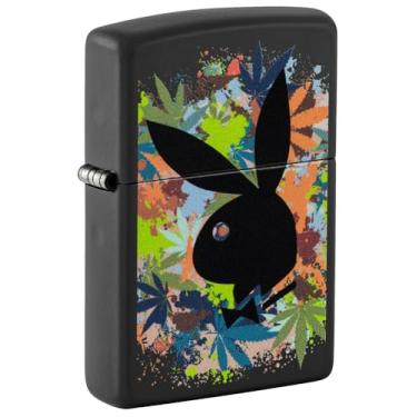 Imagem de Zippo Isqueiro de bolso Playboy com silhueta de cabeça de coelho preto fosco