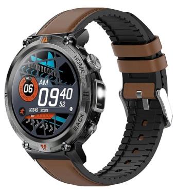 Imagem de Pulseira de relógio inteligente militar compatível com EIGIIS KE3, KE3, KE5, KE5, KE6, K22, K27, K55, K55, K56, K57, DM50, HM09, I32, S35, S66 (marrom)