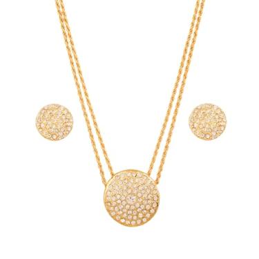 Imagem de Touchstone Conjunto de pingente indiano Bollywood tradicional exótico meenakari esmaltado lindo designer de joias para mulheres em tom de ouro antigo