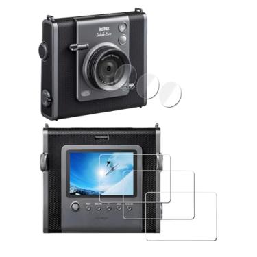 Imagem de iDaPro Vidro temperado para Fujifilm Instax WIDE EVO protetor de tela + filme PET para lentes [3 + 3 peças], vidro temperado de câmera instantânea Evo LARGO, dureza 9H, antiarranhões, antibolhas