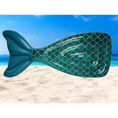 Imagem de Boias infláveis para piscina – boia de piscina de abacate, boia de piscina pêssego, boia de piscina com glitter dourado (sereia)