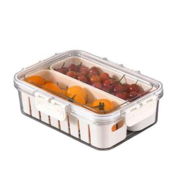 Imagem de Organizador de Geladeira com Tampa e Divisórias  Plástico Transparente
