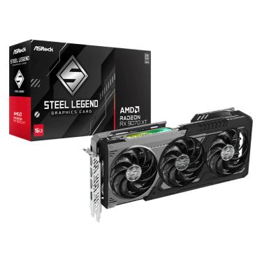 Imagem de Placa de Vídeo AsRock RX 9070 XT Steel Legend Dark 16GB GDDR6 256bits - 90-GA5VZZ-00UANF