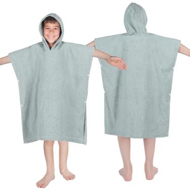 Imagem de Superior Poncho de algodão felpudo infantil, toalha de banho macia e absorvente com capuz, acessórios de banheiro, longos, roupões de banho de pelúcia para banho, chuveiro, spa, resort, hotel, praia