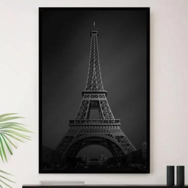 Imagem de Genérico, Quadro Paris Torre Eiffel Preto Branco Decorativo A4 23x33cm