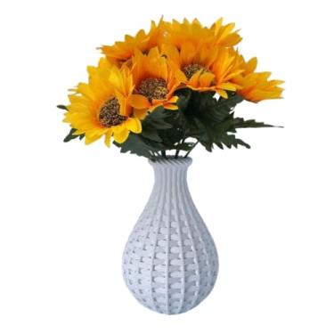Imagem de Arranjo Vaso + Flor Girassol Planta Artificial(Branco)