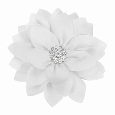 Imagem de PATIKIL Broche de flor elegante para mulheres, broche de lapela de cristal floral de flor de tecido para festa de casamento presente terno roupas chapéu vestido casaco, acessórios, cinza, 9cm, Gema