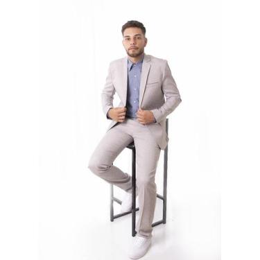 Imagem de Terno Oxford Slim Masculino Social 9 Cores - Paleto+Calça Alves Alfaia