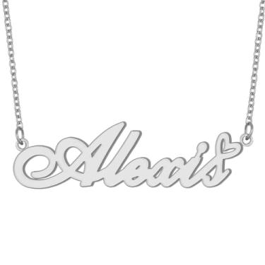 Imagem de Colar com nome personalizado banhado a ouro 18 K, pingente de coração fofo para mulheres e meninas, Metal, aço inoxidável