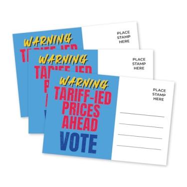 Imagem de Pink Pixie Studio Postcards to Eleitores Warning Tariff-ied Prices Ahead Postcards, 10 x 6 polegadas, conjunto de 100, cartolina sem revestimento para democratas Feito nos EUA