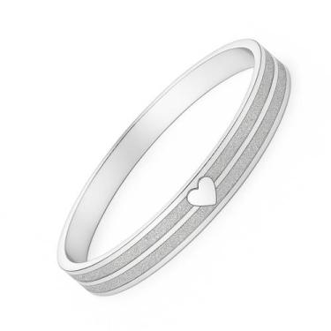 Imagem de Aliança de Namoro Prata 4mm Coração Risco Diamantada Luxo Presente Nam