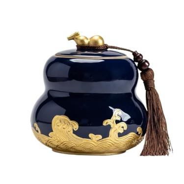 Imagem de Lata de chá Lata de chá de cerâmica com tampa hermética, recipiente de armazenamento de cozinha para café, açúcar, nozes, ervas e especiarias Caixa de chá(Green)