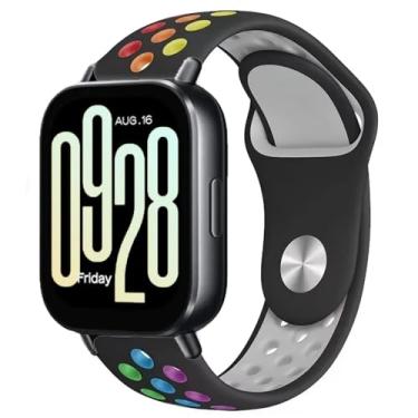 Imagem de Pulseira de Silicone para Redmi Watch 5 Active, acessórios de relógio inteligente, cinto de substituição (Black rainbow color)