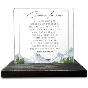Imagem de akeke Versículo Da Bíblia Mateus 11:28-30 Decoração Cristã Presentes Para Mulheres Homens Oração Colegas De Trabalho Funcionários Amigos Inspirador Positivo Escritura Placas Decorativas Mesa Gxx82