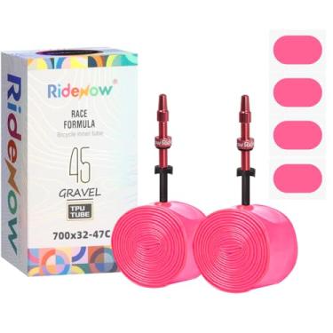 Imagem de HSayoli Câmara De Ar Para Bicicleta Ridenow 2 Peças, Ultraleve, Tpu, 700C/28'', Cascalho E 29'', Pneu Mtb 700X 32-47C Com Válvulas Francesas Metal 45 Mm