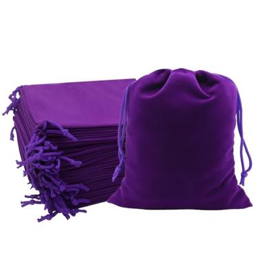 Imagem de Mandala Crafts Sacos de veludo roxo com cordão de 35,5 x 35,5 cm – 10 bolsas grandes de veludo com cordão a granel para lembrancinhas de festa e casamento, embrulho de presente, embalagem e sacolas de