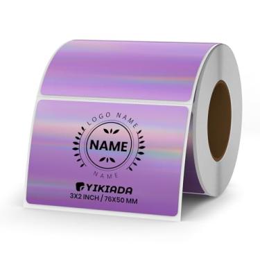 Imagem de YIKIADA Etiquetas térmicas holográficas vinil roxo 5 × 7 cm autoadesivos a laser para impressão direta a laser adesivos de endereço, à prova d'água, decalques para impressora com código QR DIY, 200