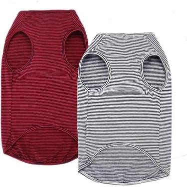 Imagem de Camisetas de verão Weone Dog, colete de algodão listrado, roupas básicas macias respiráveis para animais de estimação para cães pequenos, médios e grandes, XGG