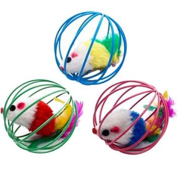 Imagem de Brinquedo Para Gatos Sisal Ratinho Na Gaiola Formato Bola - Elo Import