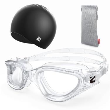 Imagem de ZIONOR Óculos de natação infantil com tampa, G1 MINI SE Óculos de natação antiembaçamento com touca de natação de silicone para crianças