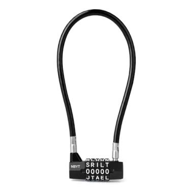 Imagem de NBYT Cadeado de combinação reinicializável de 5 palavras, cadeado de segurança doméstica com cabo antirroubo de 8 mm para portões de jardim, portas de vidro, piscina, geladeira, bicicletas, portões