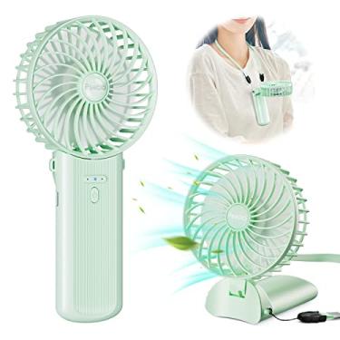 Imagem de Psecici Ventilador portátil, mini ventilador pessoal portátil com cordão, 4 velocidades nível 180° design dobrável para mesa/viagem/escritório/exterior