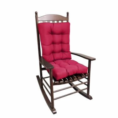 Imagem de psmacra Almofada para cadeira de balanço, conjunto de almofadas espessas para assento e cadeira traseira, almofadas de cadeira de pátio espessas macias para ambientes internos/externos (vinho)