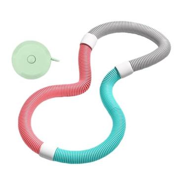 Imagem de menolana Aro de fitness com peso, design amigável à cintura, PVC, confortável, portátil, círculos de fitness para abdômen, arco de mola para adultos, casa e, Rosa Verde 1.3kg