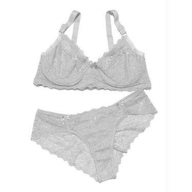 Imagem de Conjunto De Lingerie Plus Size Calcinha e Sutiã Sem Bojo De Renda Sexy