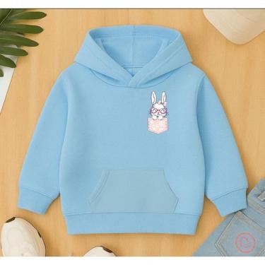 Imagem de Moletom Canguru Infantil Feminino Estampa Coelha no Bolsinho Blusa De 