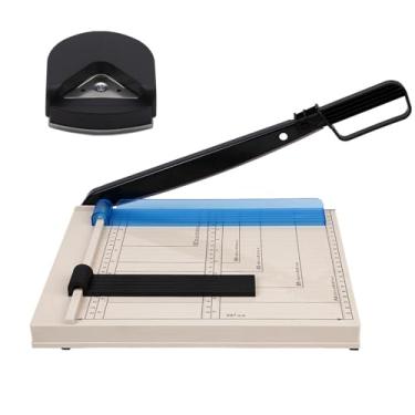 Imagem de Cortador de papel A4, cortador de guilhotina de lâmina de titânio de 30,5 cm com canto arredondado, capacidade para 12 folhas resistentes para papel-cartão, vinil, fotos, artesanato, etiquetas e