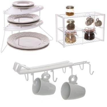 Imagem de Organizadores de Cozinha 3 peças Branco Metaltru - Kit 11