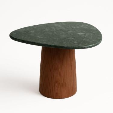 Imagem de Mesa de Jantar Orgânica Tríon 110x113cm Base Nogueira Tampo Mármore Guatemala