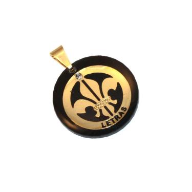 Imagem de Pingente Letras Flor de Lis No Acrílico Folheado Ouro 18k