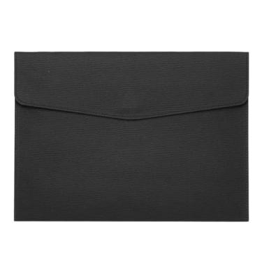 Imagem de PATIKIL Pasta de arquivo A4 de couro PU, organizador de documentos, pasta de envelope com fecho de pressão para recibo de carta estilo 4, preto